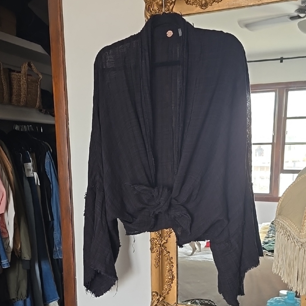 Free People Black Guaze Women's Sweater